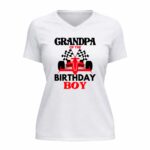 Grandpa Of The Birth Day Boy Formula 2 Womens V Neck.jpg