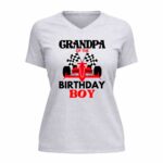 Grandpa Of The Birth Day Boy Formula 4 Womens V Neck.jpg