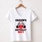 Grandpa Of The Birth Day Boy Formula 5 Womens V Neck.jpg