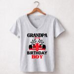 Grandpa Of The Birth Day Boy Formula 6 Womens V Neck.jpg