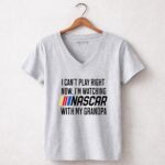 I Cant Play Right Now Im Watching Nascar With My Grandpa 6 Womens V Neck.jpg