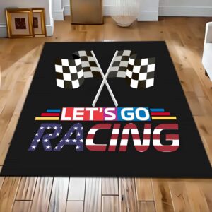 Lets Go Racing Flag Checkered Stock Car Racing Rectangle Rug 1.jpg