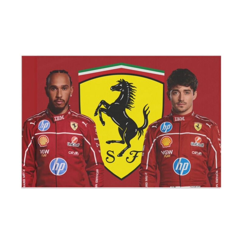 Lewis Hamilton and Charles Leclerc Formula One Ferrari Team House Flag 1.jpg