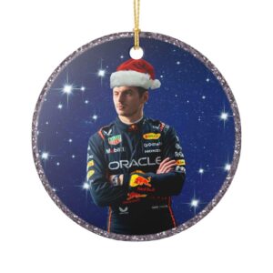 Max Verstappen Santa Hat Ceramic Ornament 1.jpg