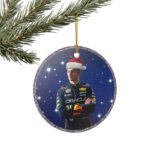 Max Verstappen Santa Hat Ceramic Ornament 3.jpg