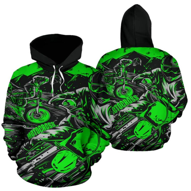 Motocross All Over Print Hoodie Green 2.jpg