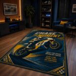 Motorcycle Racing Chase The Moment Rectangle Rug 1.jpg