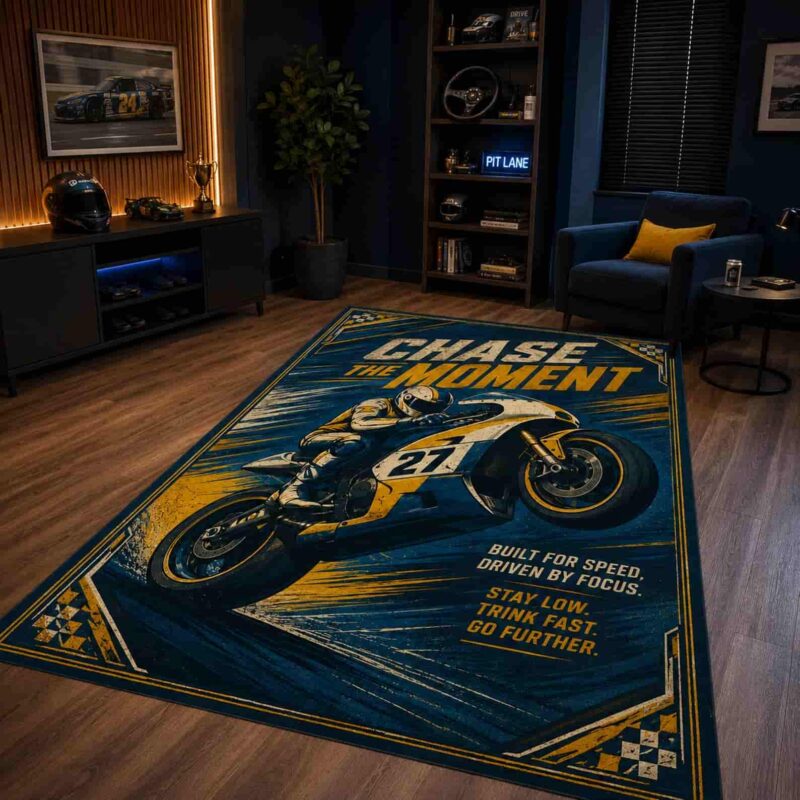 Motorcycle Racing Chase The Moment Rectangle Rug 1.jpg