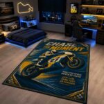 Motorcycle Racing Chase The Moment Rectangle Rug 2.jpg
