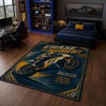 Motorcycle Racing Chase The Moment Rectangle Rug 3.jpg