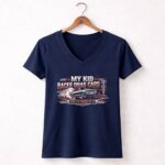 My Kid Races Drag Cars 2 Womens V Neck.jpg