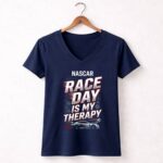 Nascar Dad Race Day Is My Therapy 2 Womens V Neck.jpg