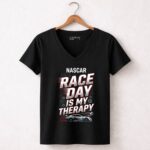 Nascar Dad Race Day Is My Therapy 4 Womens V Neck.jpg