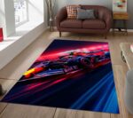 Neon Formula 1 Racing Car Rectangle Rug 1.jpg