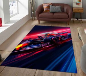 Neon Formula 1 Racing Car Rectangle Rug 1.jpg