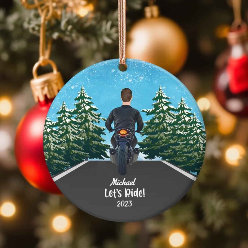 Personalized Lets Ride Christmas Ceramic Ornament 1.jpg