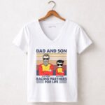 Personalized Racing Dad and son Racing partners for life 5 Womens V Neck.jpg