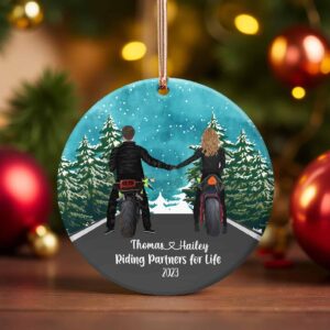 Personalized Riding Partners For Life Christmas Ceramic Ornament 1.jpg