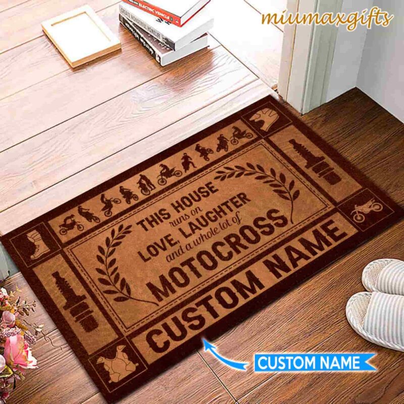 Personalized This House Runs On Motocross Doormat 1.jpg
