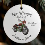 Personalized Two Wheels One Love Christmas Ceramic Ornament 1.jpg
