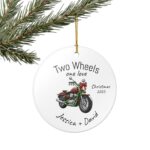 Personalized Two Wheels One Love Christmas Ceramic Ornament 3.jpg