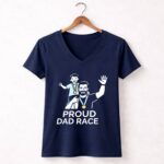 Proud Dad Race Dad and Son 2 Womens V Neck.jpg