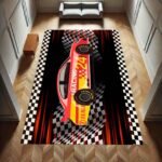Race Car 24 Checkered Flag Rectangle Rug 3.jpg
