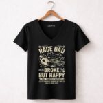 Race Dad Broke But Happy 4 Womens V Neck.jpg