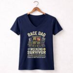 Race Dad Weekend Survivor Full Throttle Support 2 Womens V Neck.jpg