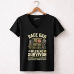 Race Dad Weekend Survivor Full Throttle Support 4 Womens V Neck.jpg