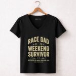 Race Dad Weekend Survivor Supported By Family Driven By Love Est Perfection 7 Womens V Neck.jpg