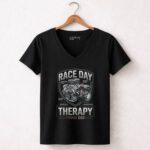 Race Day Therapy Proud Dad 4 Womens V Neck.jpg