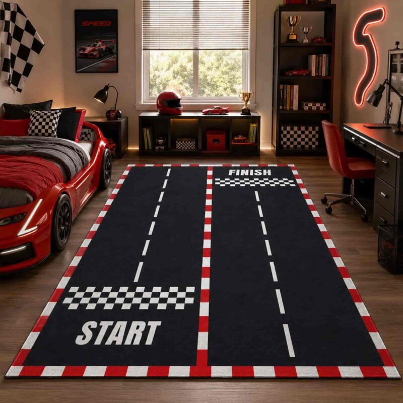 Race Track Checkered Flag Rectangle Rug 1.jpg