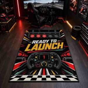 Racing Steering Wheel Read To Launch Rectangle Rug 1.jpg