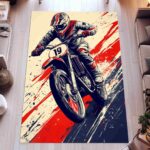 Red Motorcycle Racing Bike Rectangle Rug 1.jpg