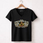 Retro Checkered Flag Dirt Track 4 Womens V Neck.jpg