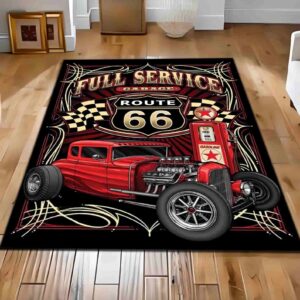 Route 66 Hot Rod Service Garage Rectangle Rug 1.jpg
