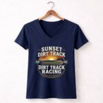 Sunset Dirt Track Racing 2 Womens V Neck.jpg