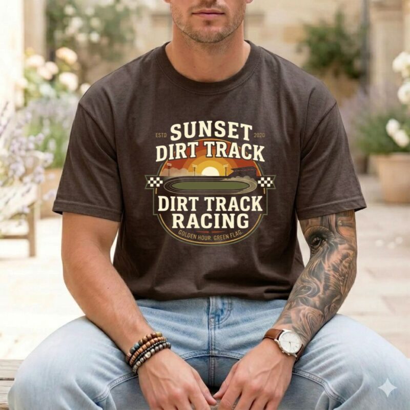 Sunset Dirt Track Racing Comfort Colors T Shirt 1.jpg