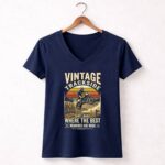 Vintage Trackside Dirt Bike 2 Womens V Neck.jpg