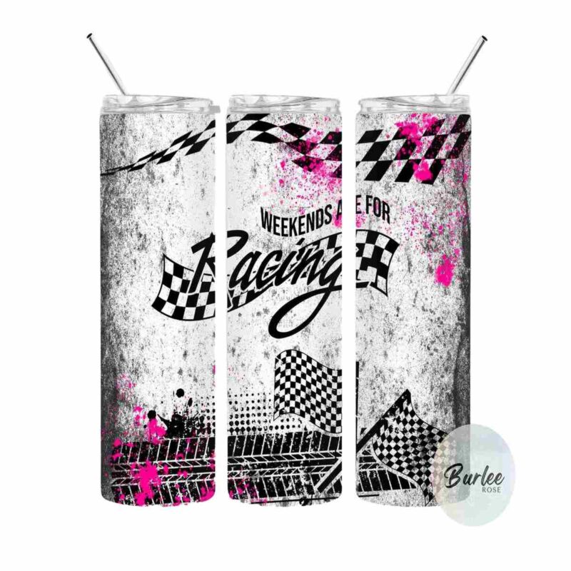 Weekends Are For Racing Checkered Flag Skinny Tumbler 1.jpg